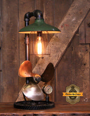 Steampunk Industrial Boat Marine Nautical Antique Brass Propeller Lamp, Gear Base #4083