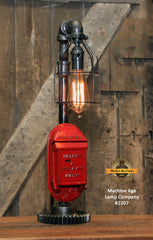 Steampunk Industrial / Antique Fire Call Box / Fireman / Gear / Gamewell  / Lamp #2207