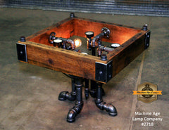 Steampunk Antique Industrial / Coffee Table / Barn Wood / Steam Gauge  #2718