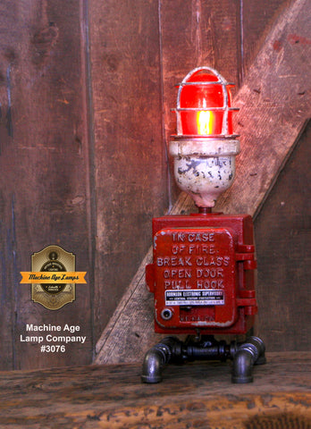 Steampunk Industrial / Fire Alarm Call Box Switch / Gear Base / Fireman / #3076