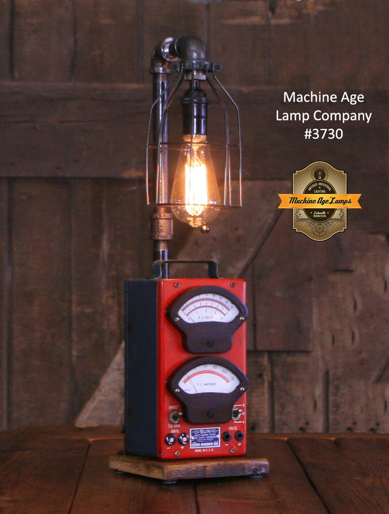 Steampunk Industrial / Antique Sun Meter / Automotive Car Garage / Lamp #3730