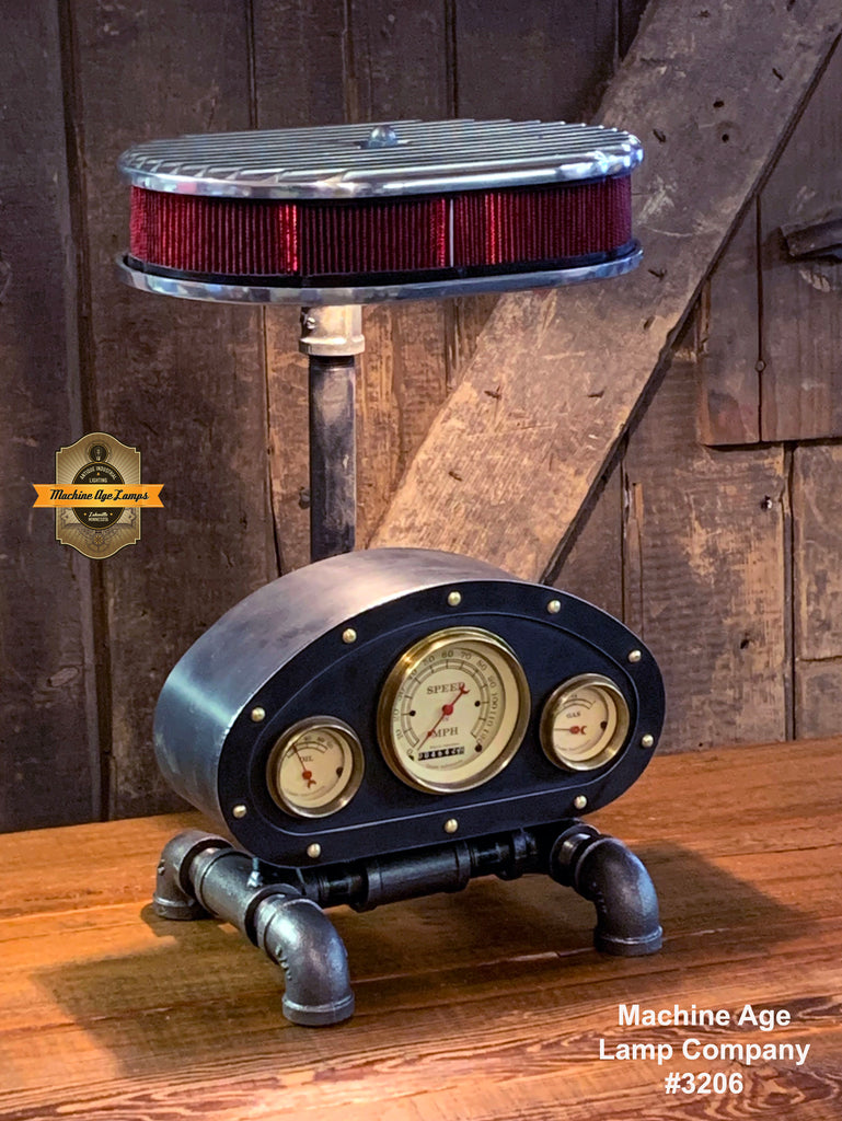 Steampunk Industrial / Antique Vintage Gauges / Automotive  / Rat  Hot rod / Lamp #3206