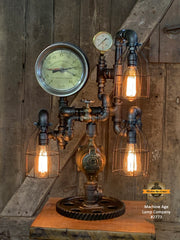 Steampunk Industrial / Machine Age Lamp / Antique Steam Gauge  / Fairbanks Morse / Lamp #2773 sold