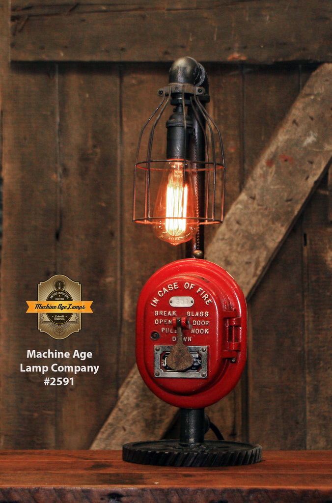 Steampunk Industrial / Machine Age Lamp / Fireman / Police / Antique Call box / Alarm / Lamp #2591 sold