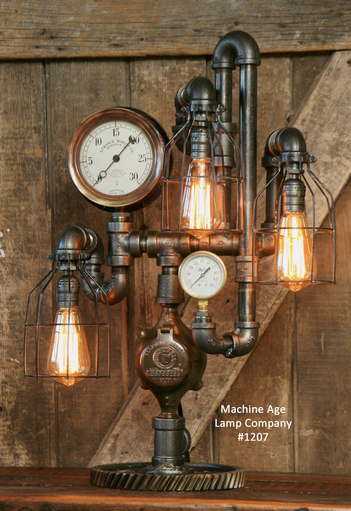 Steampunk Industrial Lamp / Steam Gauge /  Kewanee IL #1207 sold