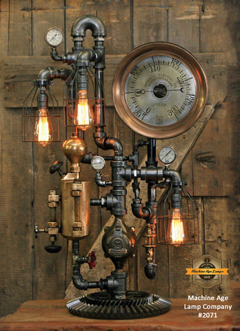 Steampunk Industrial / Steam Gauge Lamp / General Electric / Oiler / Lamp #2071 sold