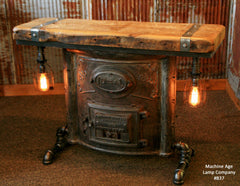 Steampunk Industrial Boiler Door Console Table or lamp Stand, #837 - SOLD
