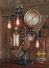 Steampunk Industrial / Vintage Brass Steam Oiler / Steam Gauge / Gear / Lamp #1686