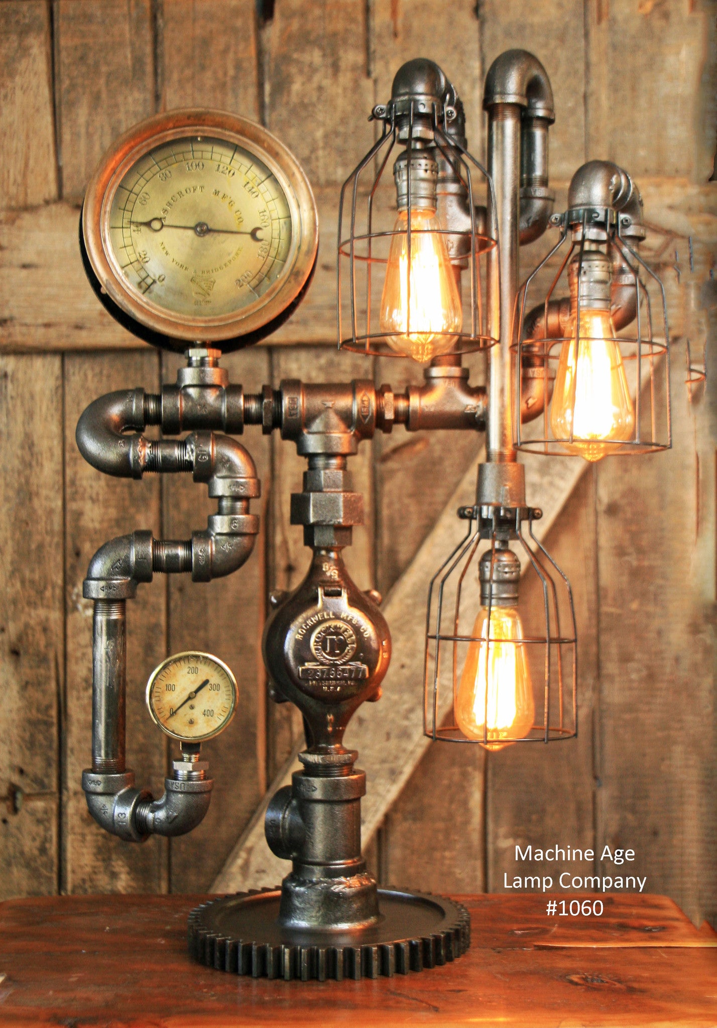 Steampunk Industrial Steam Gauge Lamp, 6" steam gauge #1060