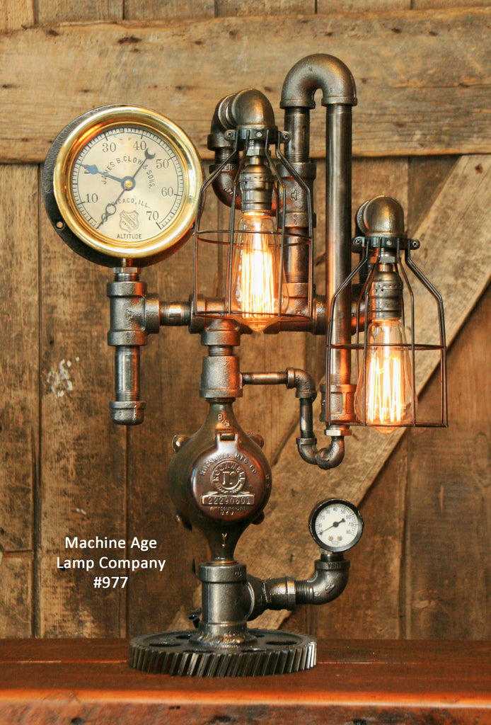Steampunk Industrial, Steam Gauge Lamp, #977 - SOLD