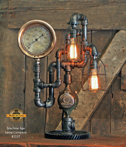 Steampunk Industrial / Steam Gauge Lamp / Gear / Ashcroft / Lamp #2137 sold