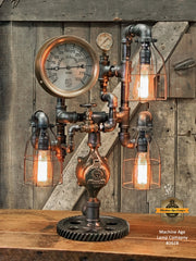 Steampunk Industrial / Machine Age Lamp / Antique Steam Gauge  / General Electric / Lamp #2628 sold