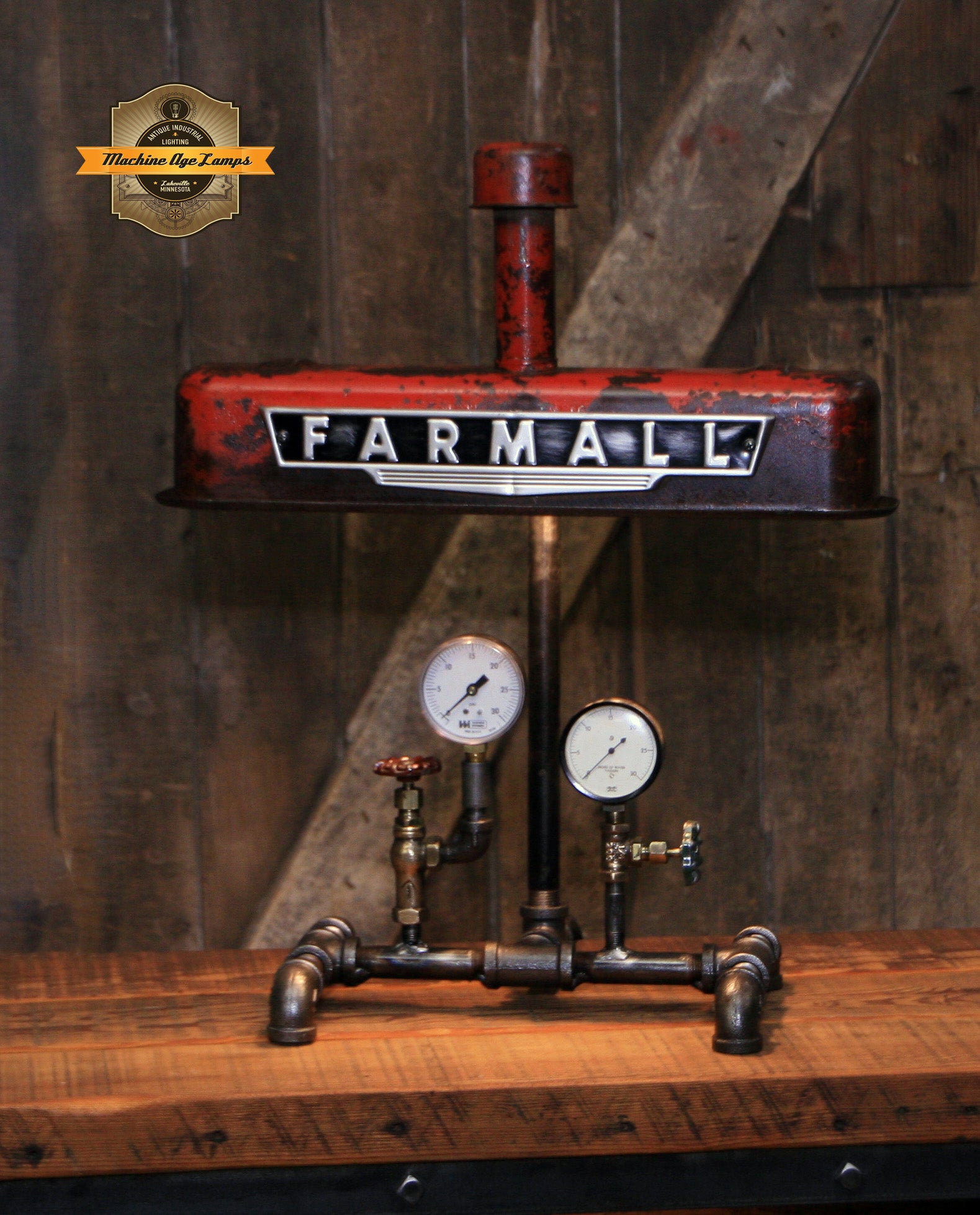 Steampunk Lamp, Antique Farmall Tractor Valve Cover Farm Lamp #2720