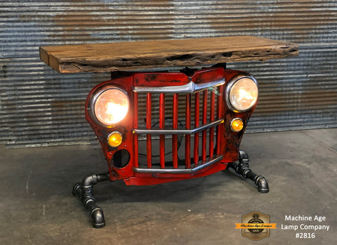 Steampunk Industrial / Automotive / Original vintage 50's Jeep Willys Grille / Table Sofa Hallway / RED /  Table #2716 sold