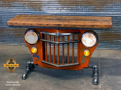 Steampunk Industrial / Automotive / Original vintage 50's Jeep Willys Grille / Table Sofa Hallway / Orange / Table #2723