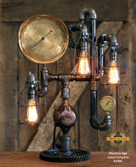 Steampunk Industrial / 8" Steam Gauge / Gear / Made to order / Gear Base / Lamp #2496