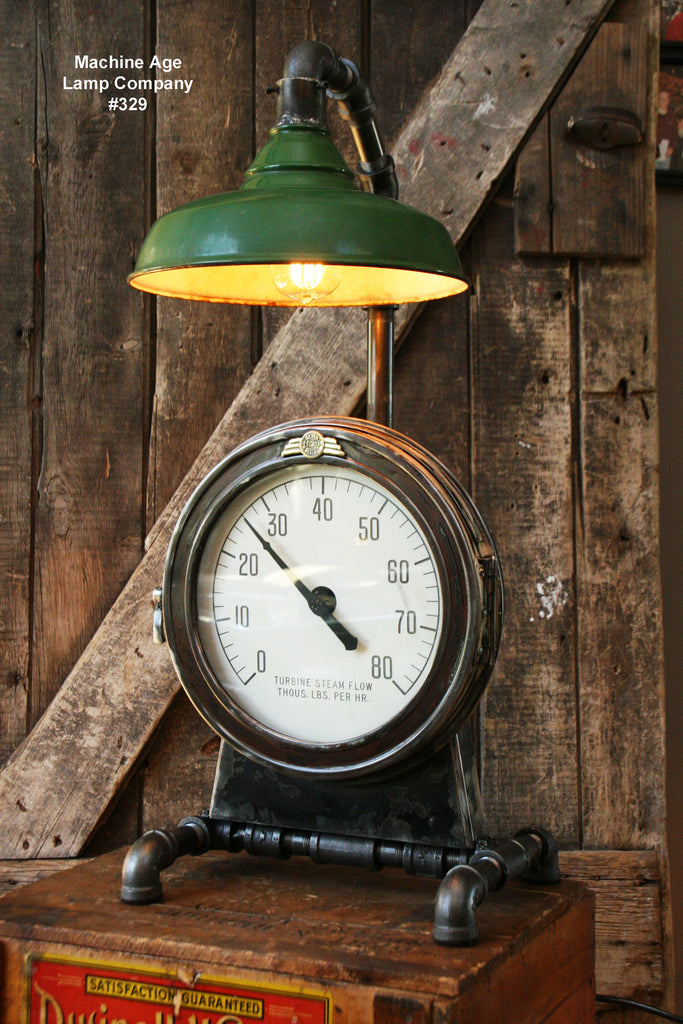 Steampunk Industrial Lamp, Steam Gauge  #329 - SOLD