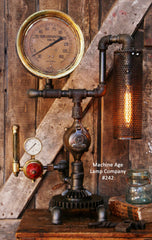 Steampunk Industrial Lamp, Steam Gauge, Regulator, Filter  #242 - SOLD