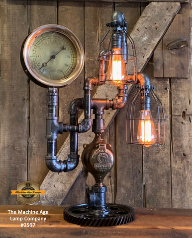 Steampunk Industrial / 6" Steam Gauge / Gear  / Gear Base / Lamp #2597 sold