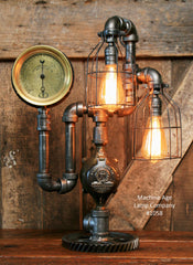 Steampunk Industrial Steam Gauge Lamp, Kewanee ILL #1058 - SOLD