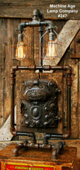 SteamPunk Industrial Lamp, Antique Iron Door and Barn Wood  - #247