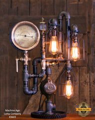 Steampunk Industrial / Steam Gauge Lamp  / Gear  /  Lamp #3603