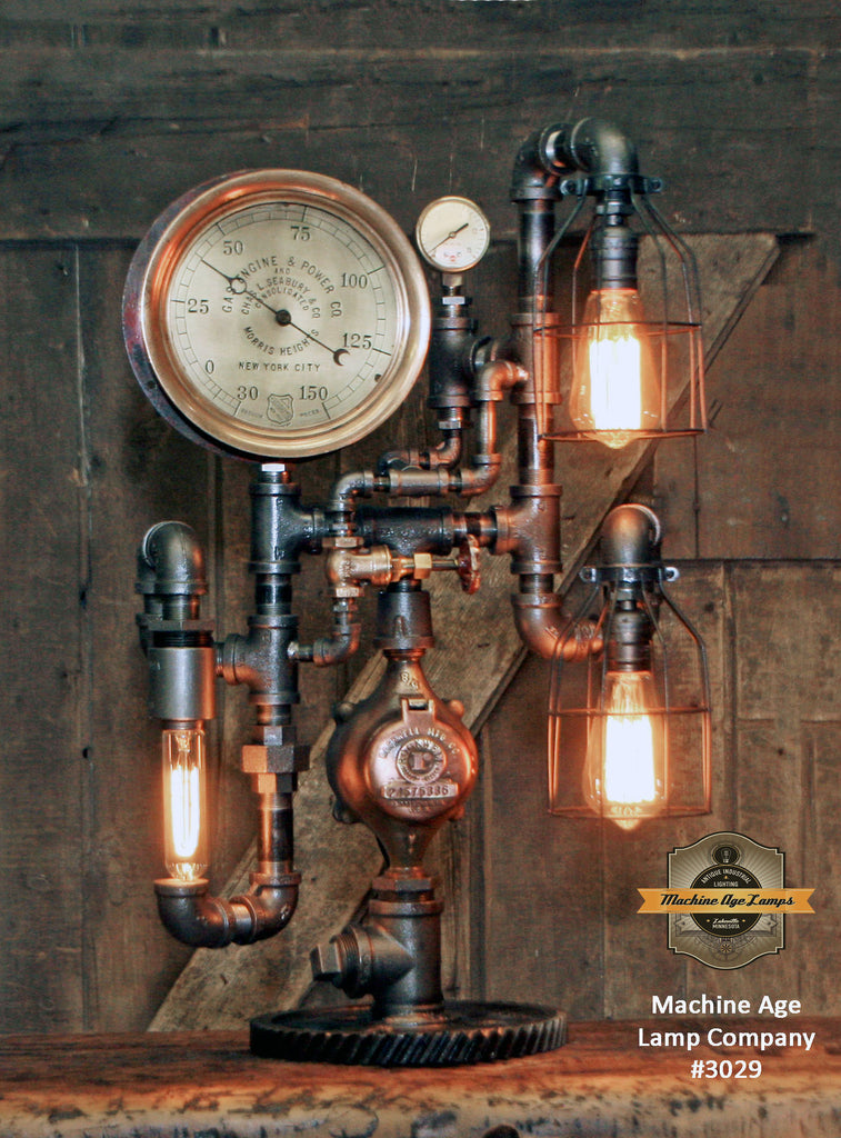 Steampunk Industrial / Steam Gauge Lamp / New York / Marine / Nautical / Lamp #3029