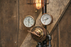 Steampunk Industrial Lamp / Antique Brass Chicago Regulator and Gauges / Lamp #1795 sold