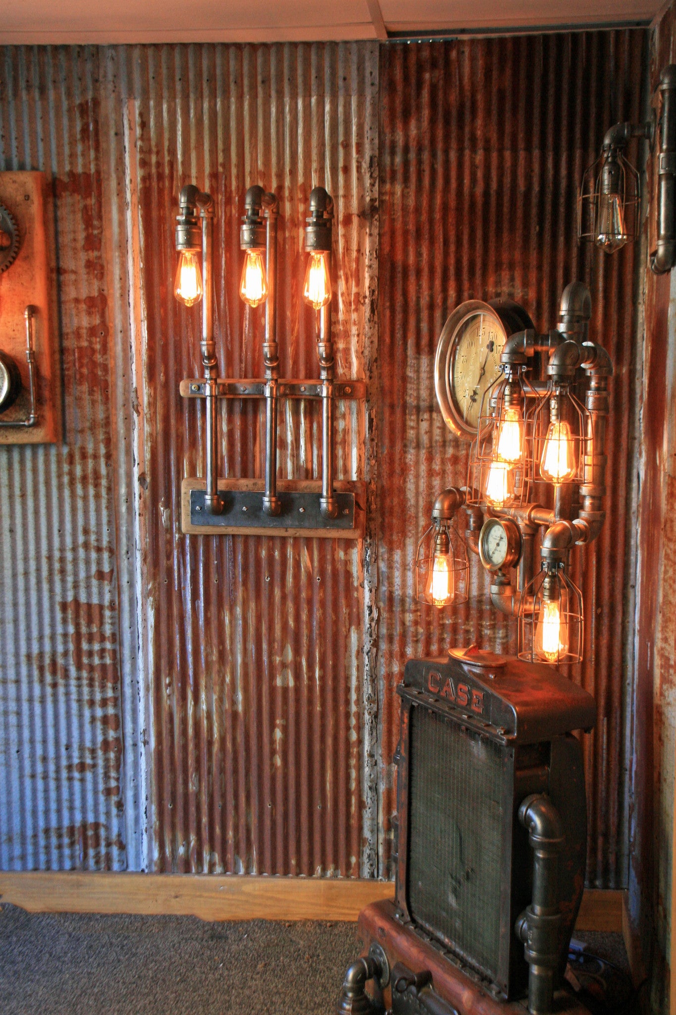 Steampunk, Industrial Barn Wood Wall Sconce,  #635