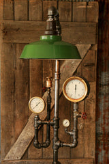 Steampunk Industrial Floor Lamp / Steam Gauge / Shade / Gear / Lamp #1495