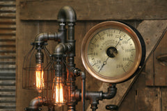 Steampunk Industrial / Antique Steam Gauge and Oiler / Gear / Lamp #1895