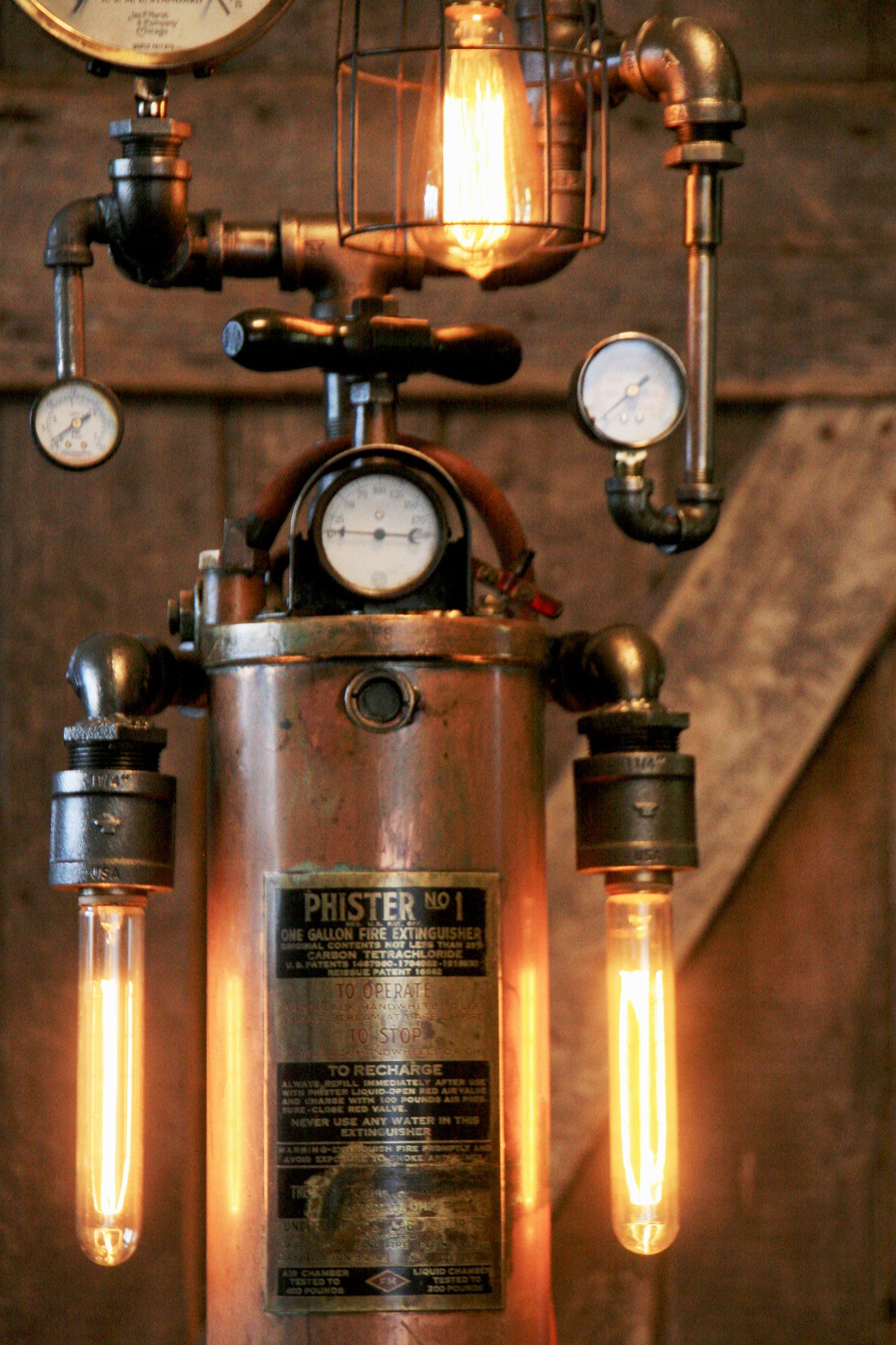 Steampunk Industrial Antique Fire Extinguisher Lamp - #800
