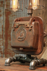 Steampunk Industrial Lamp / Indian  / Stove Door / Round Oak / #1519 sold