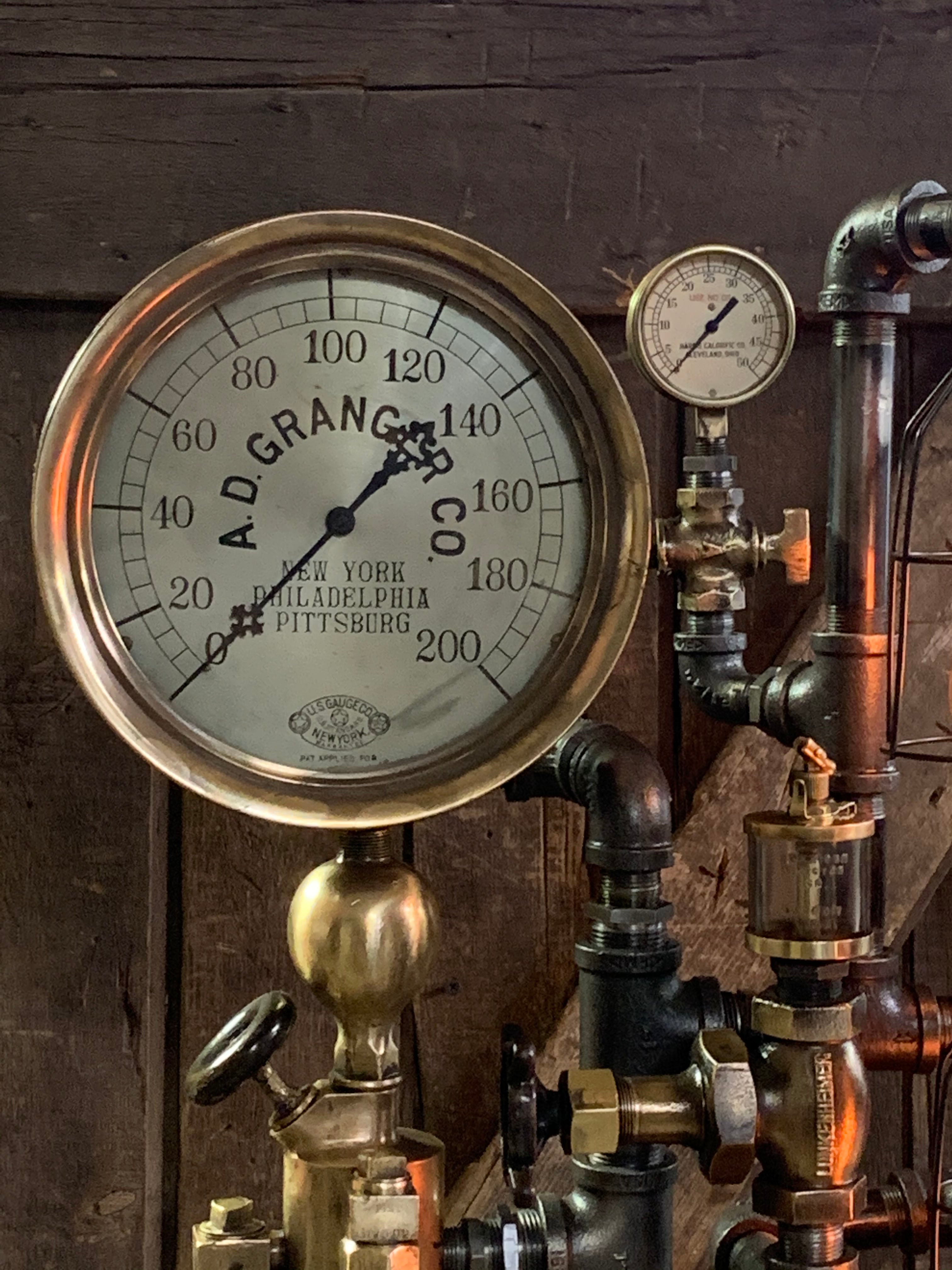 Steampunk Industrial / Steam Gauge Lamp / New York / Oiler / Lamp #3117