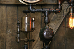 Steampunk Industrial / Antique Chicago Steam Gauge / Gear / Antique Oiler / Lamp #2052