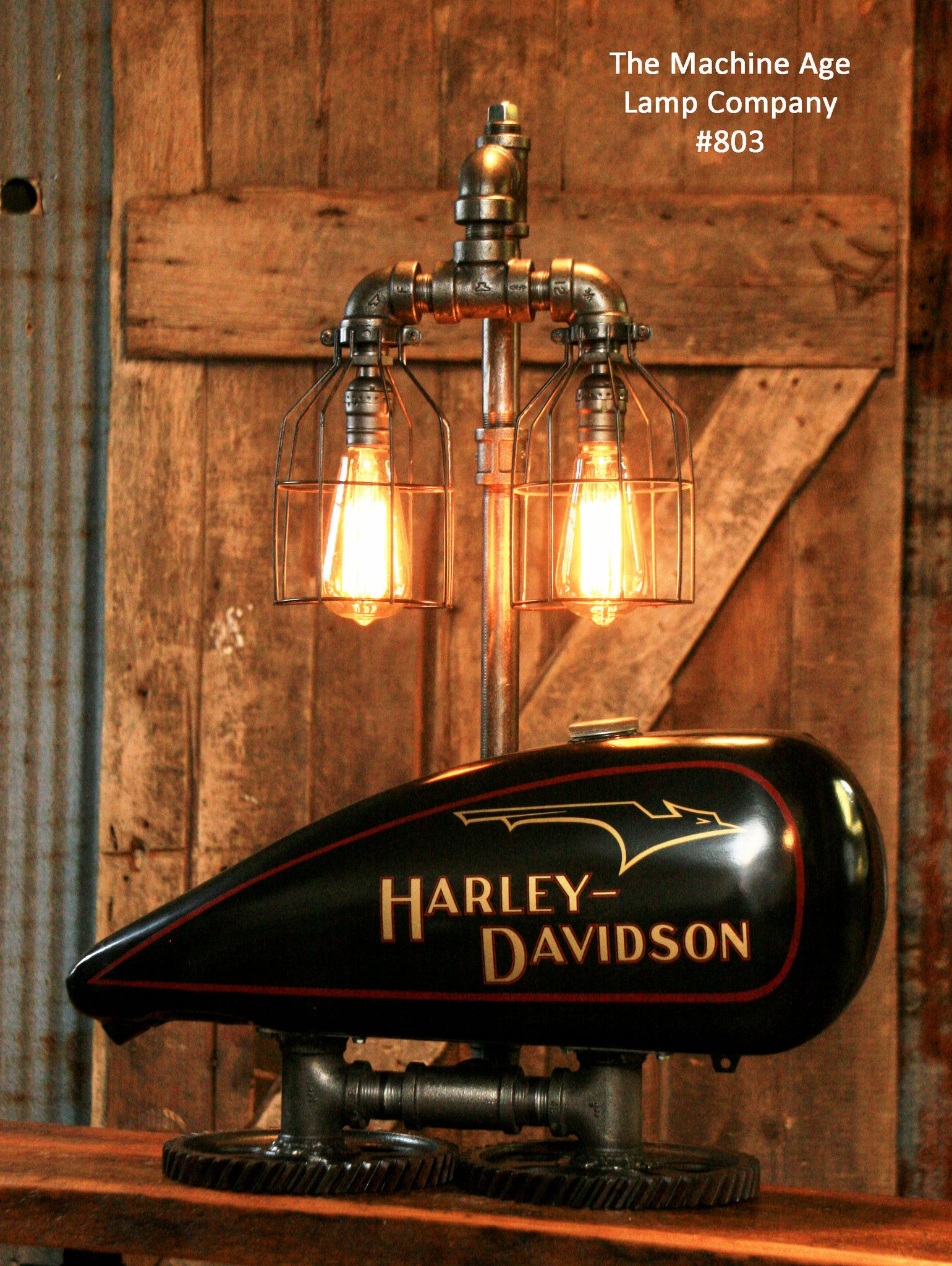 Steampunk Industrial Lamp, 1930's Harley Davidson Motorcycle