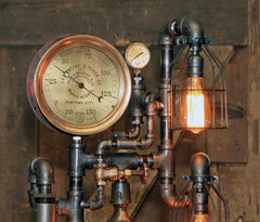 Steampunk Industrial / Steam Gauge Lamp / New York / Marine / Nautical / Lamp #3029