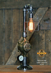Steampunk Industrial Lamp / Antique Brass Meter and Gauge / Lamp #2542