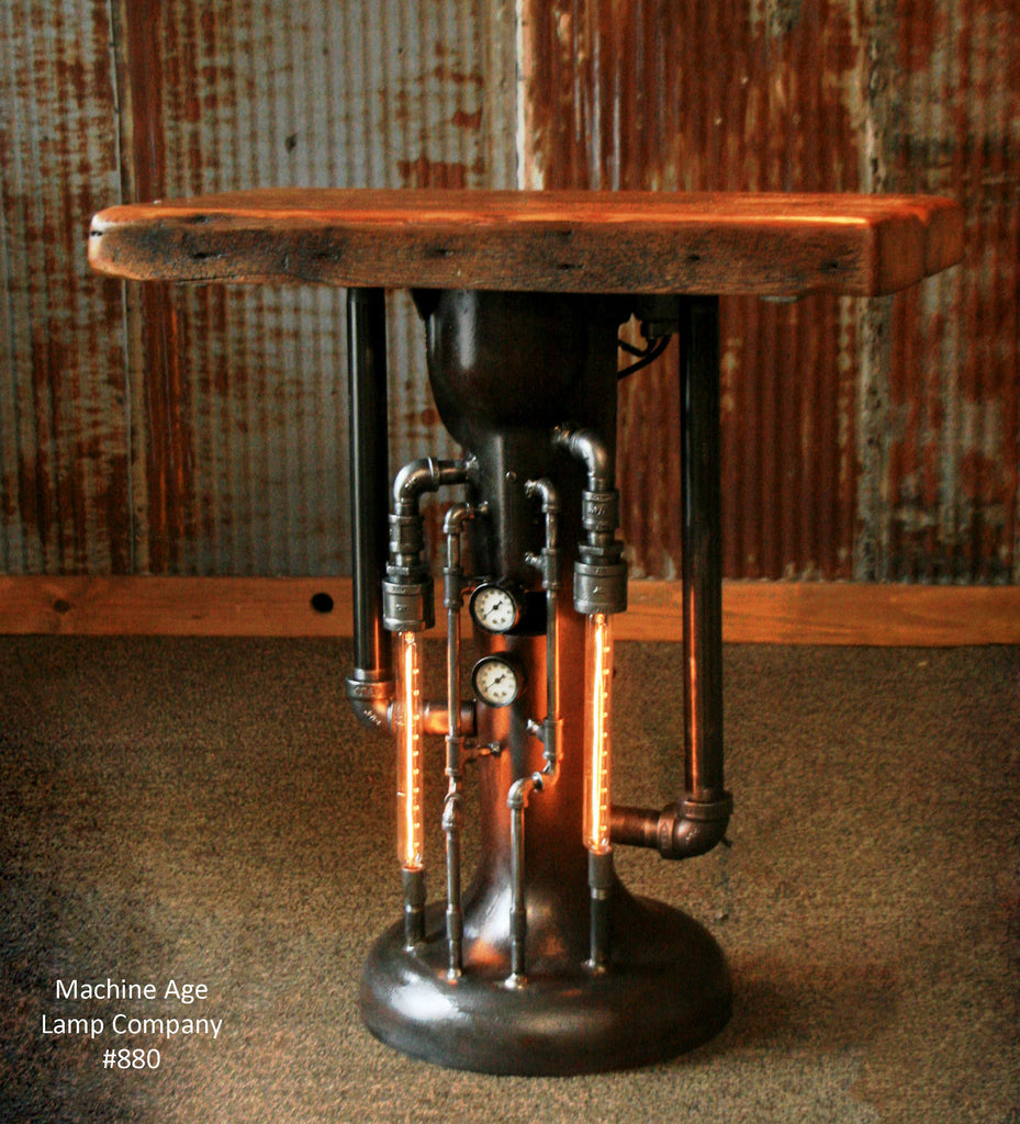 Steampunk Industrial Pipe Steam Gauge Lamp Stand Table - #880