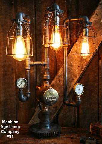 Steampunk Lamp, Industrial Lighting Steam Gauge - #81 - Sold