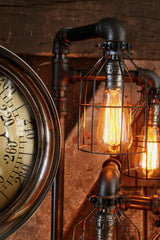 Steampunk Industrial Floor Lamp, Steam Gauge #411