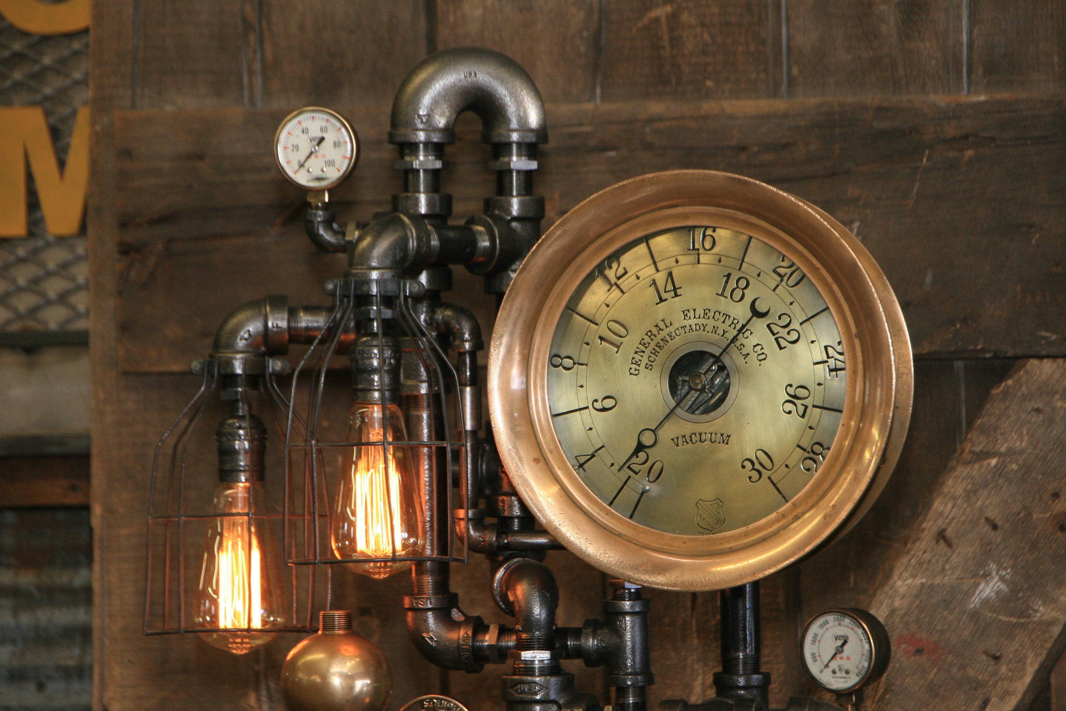 Steampunk Industrial / Steam Gauge Lamp / General Electric / Oiler / Lamp #2430