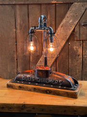 Steampunk Industrial / Allis Chalmers Tractor Radiator / Farm / Barnwood Base Lamp Light #3310