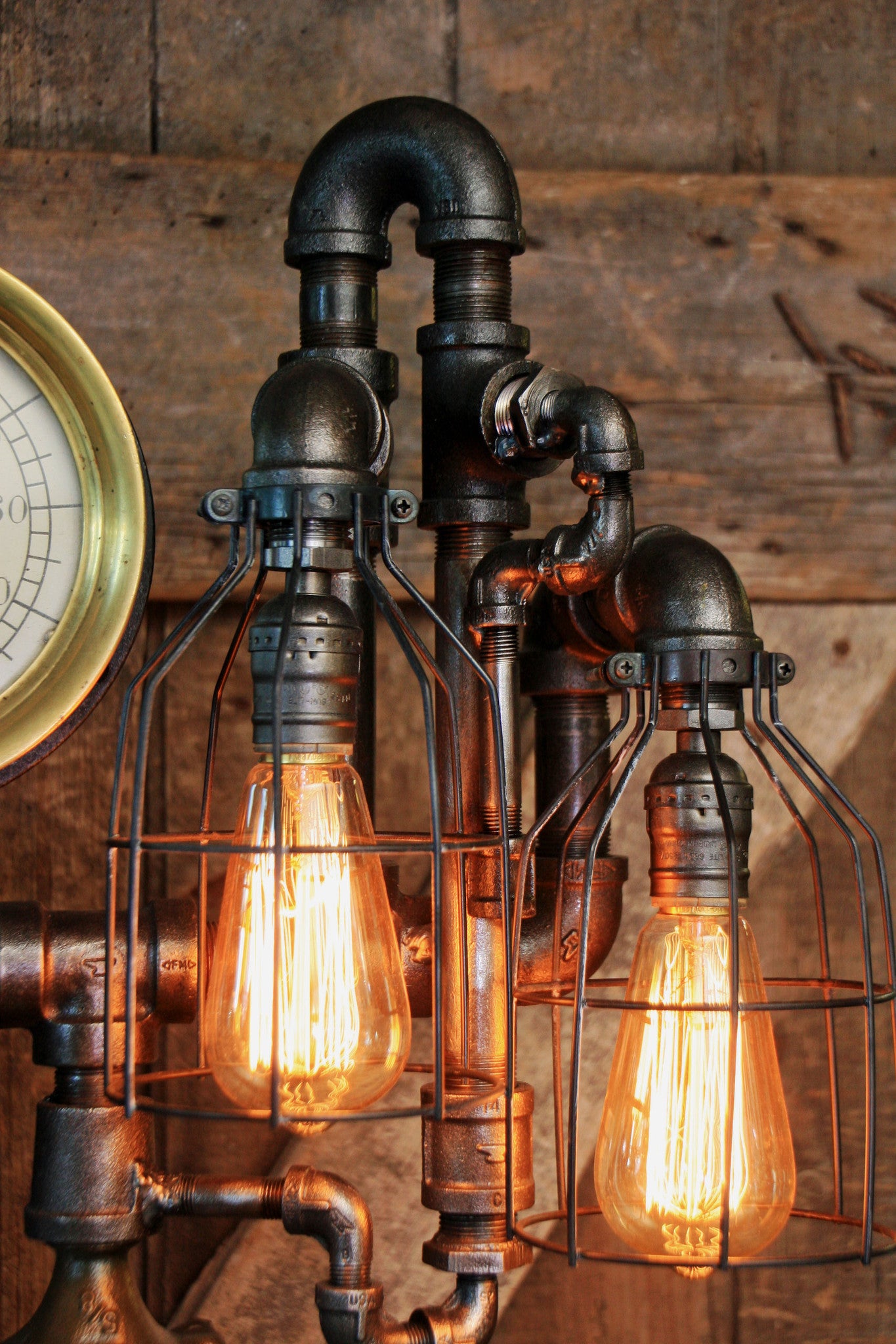 Steampunk Industrial Steam Gauge Lamp, #1049