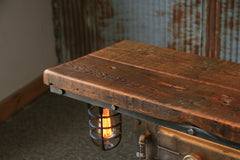 Steampunk Industrial / Antique Boiler Door / Lighting / Barn Wood / Console Hallway Sofa Table / #1531 sold