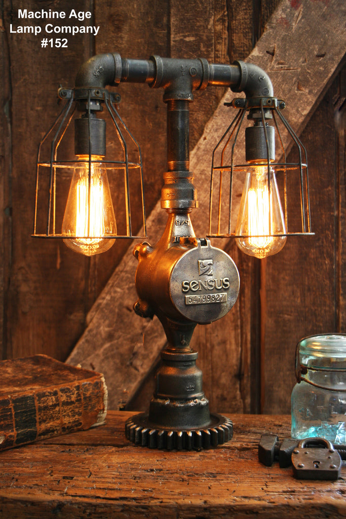 Steampunk Lamp, Antique Industrial Pipe and Brass - #152