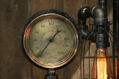 Steampunk Industrial Machine Age Lamp / Steam Gauge / Pittsburgh / Gear / Lamp #2221 sold