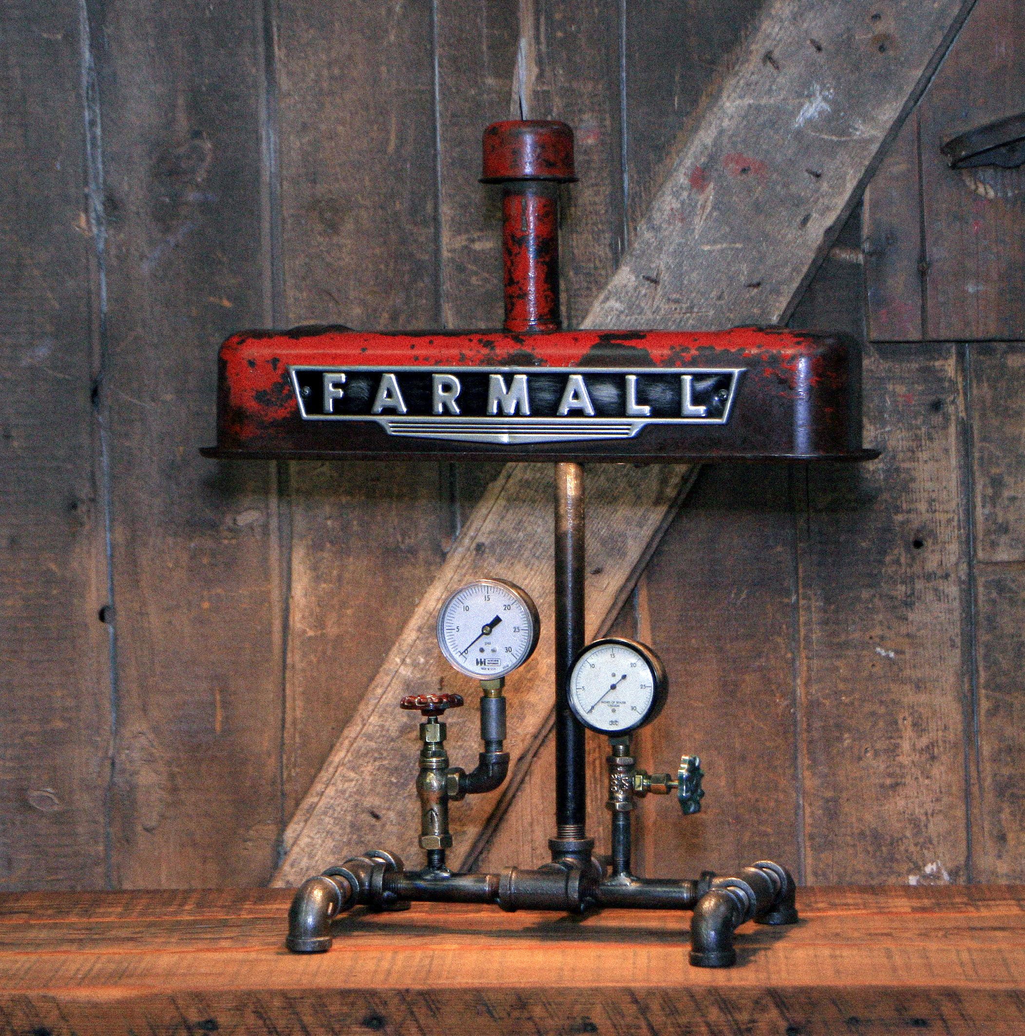 Steampunk Lamp, Antique Farmall Tractor Valve Cover Farm Lamp #2720