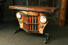 Copy of Steampunk Industrial Table, Jeep Willys Console Table, #946 - SOLD