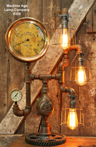 Steampunk Industrial Lamp, Steam Gauge  #320 - sold